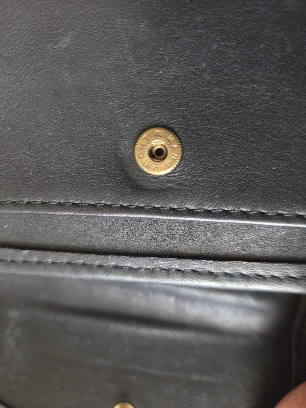 Vintage Coach Black Leather Key Wallet with Gold Chain